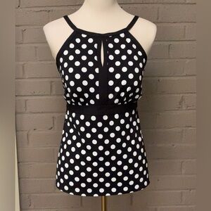 Lands’End black & white dot print tankini top 14